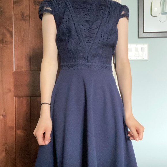 City Studio blue fit and flare dress size 0 junior - Picture 6 of 11